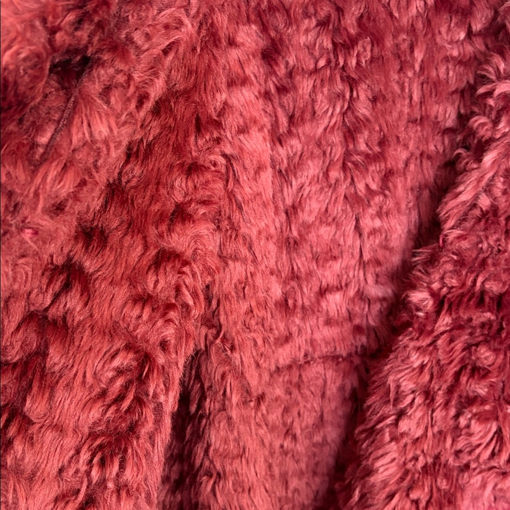 DONNA SALYERS FABULOUS FURS OVERSIZED FAUX SUEDE/FUR BURGUNDY JACKET COAT SZ XL - Picture 10 of 14